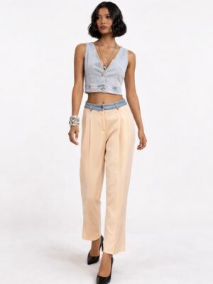 Denim Crop Yelek