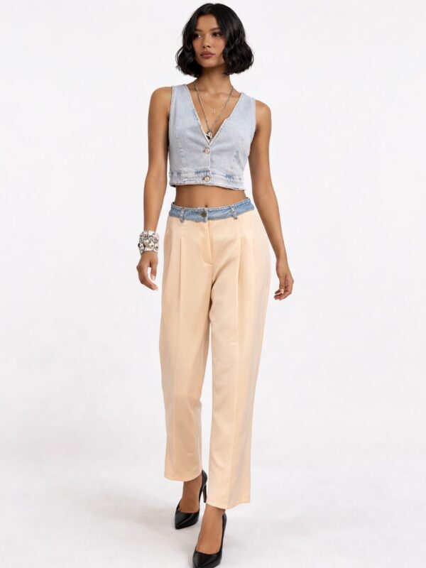 Denim Crop Yelek