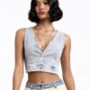 Denim Crop Yelek