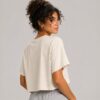 Bej Kısa Kollu Crop T-Shirt