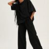 Siyah Truvakar Kol Oversize T-Shirt