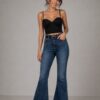 Siyah Dantel Detaylı Askılı Büstiyer Crop