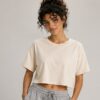 Bej Kısa Kollu Crop T-Shirt