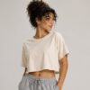 Bej Kısa Kollu Crop T-Shirt