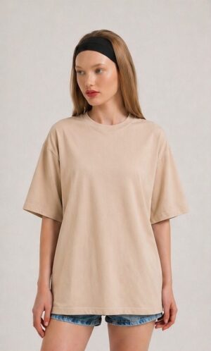 Bej Oversize T-Shirt