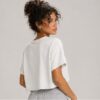 Ekru Kısa Kollu Crop T-Shirt