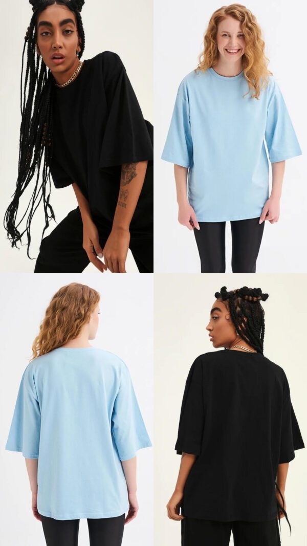 Bebe Mavi Oversize Truvakar Kol T-Shirt