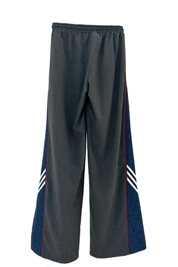 Renk Blok Şerit Detaylı Wide Leg Pantolon