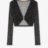 Siyah Puantiyeli Tül Crop Bluz