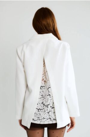 Ekru Dantel Sırt Detaylı Blazer Ceket