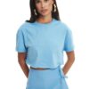 Bebe Mavi Kısa Kollu Crop T-Shirt