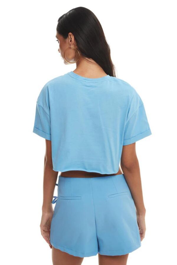 Bebe Mavi Kısa Kollu Crop T-Shirt