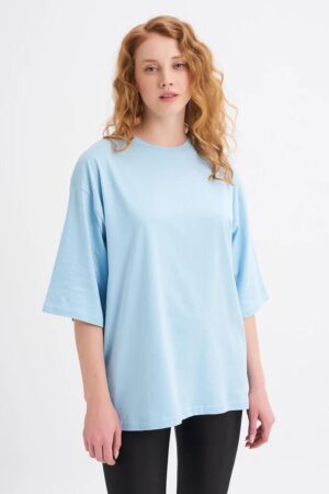 Bebe Mavi Oversize Truvakar Kol T-Shirt