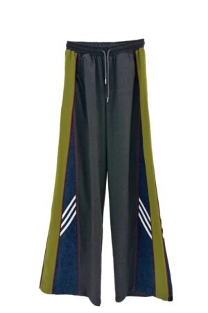 Renk Blok Şerit Detaylı Wide Leg Pantolon