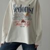 Ekru Baskılı Oversize Sweatshirt