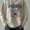 Ekru Baskılı Oversize Sweatshirt