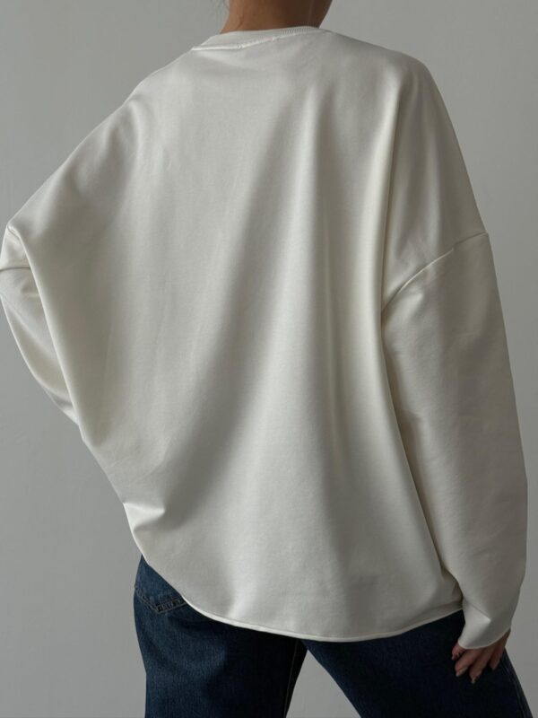 Ekru Baskılı Oversize Sweatshirt