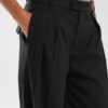 Siyah Aksesuar Detaylı Wide Leg Pantolon