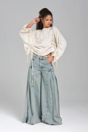 Açık Mavi Elephant Jean Geniş Paça Denim Pantolon