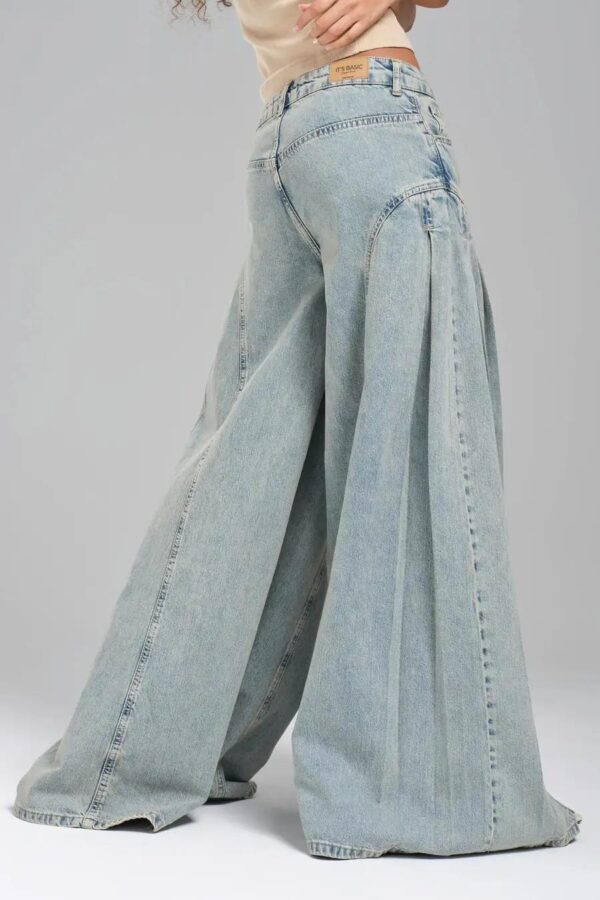 Açık Mavi Elephant Jean Geniş Paça Denim Pantolon
