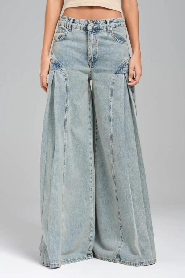 Açık Mavi Elephant Jean Geniş Paça Denim Pantolon