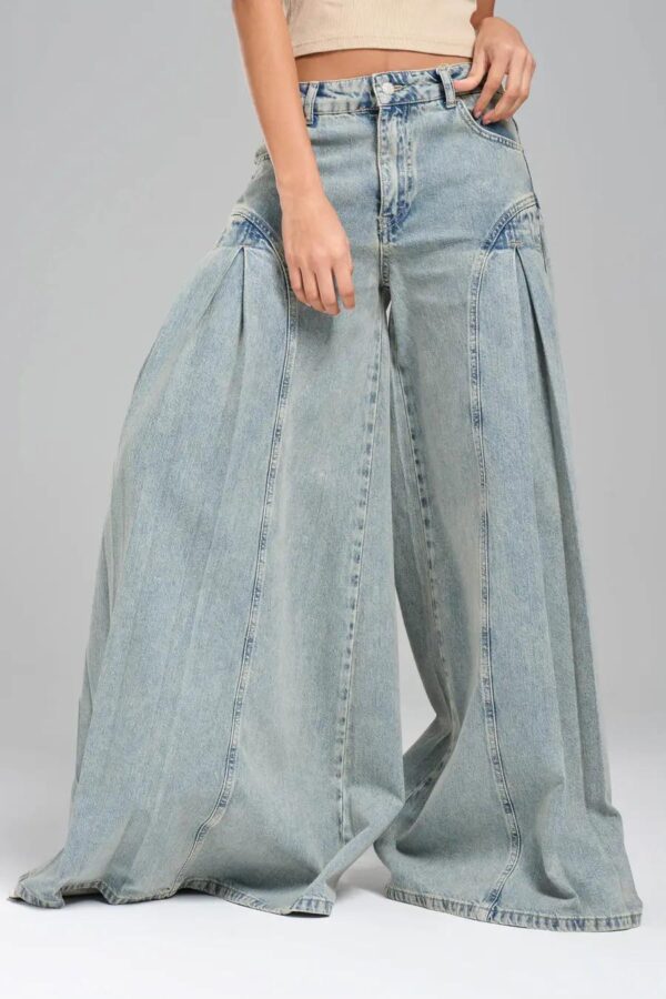 Açık Mavi Elephant Jean Geniş Paça Denim Pantolon