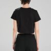Siyah Dantel Aplikeli Crop T-Shirt
