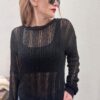 Siyah Yanı Yırtmaçlı Merserize Kazak