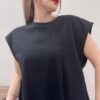 Siyah Pat Detaylı T-shirt