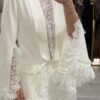 Ekru Dantel Detaylı Kruvaze Blazer Ceket