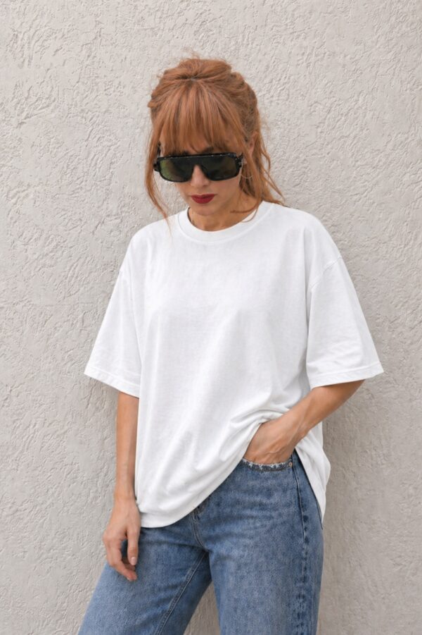 Beyaz Oversize Basic T-Shirt