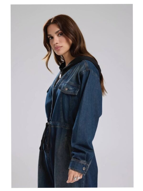 Kapüşonlu Denim Tulum