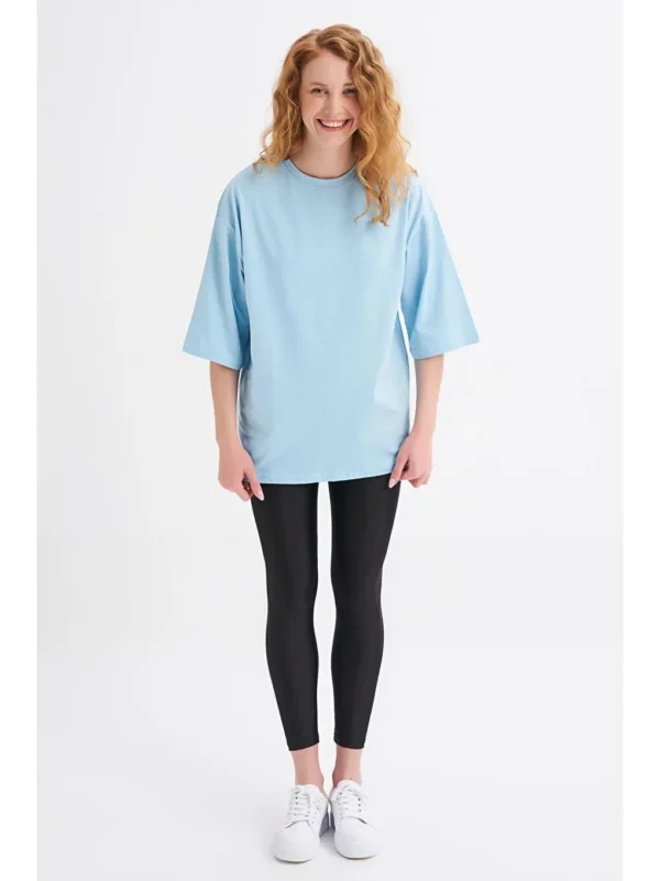 Bebe Mavi Oversize Truvakar Kol T-Shirt