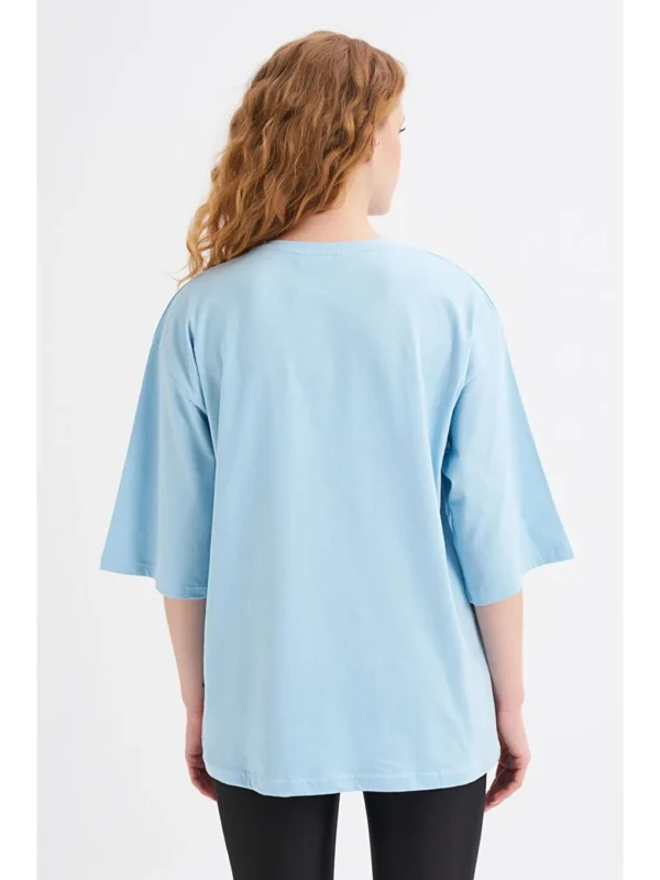 Bebe Mavi Oversize Truvakar Kol T-Shirt