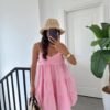 Pembe Volanlı Mini Elbise