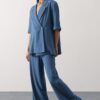 İndigo Yarım Kol Oversize Ceket