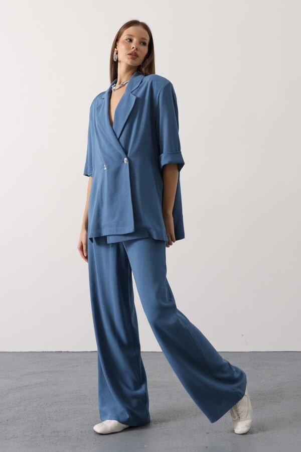 İndigo Yarım Kol Oversize Ceket