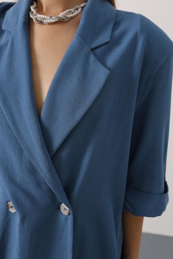 İndigo Yarım Kol Oversize Ceket