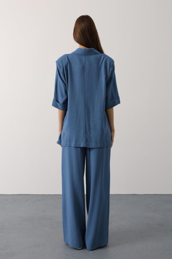 İndigo Yarım Kol Oversize Ceket