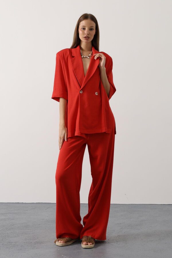 Kırmızı Yarım Kol Oversize Ceket