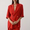 Kırmızı Yarım Kol Oversize Ceket