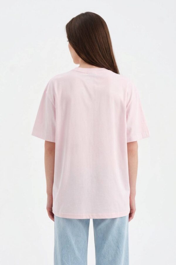 Pembe Boncuk İşlemeli Oversize T-shirt