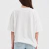Beyaz Boncuk İşlemeli Oversize T-shirt