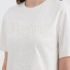 Beyaz Boncuk İşlemeli Oversize T-shirt